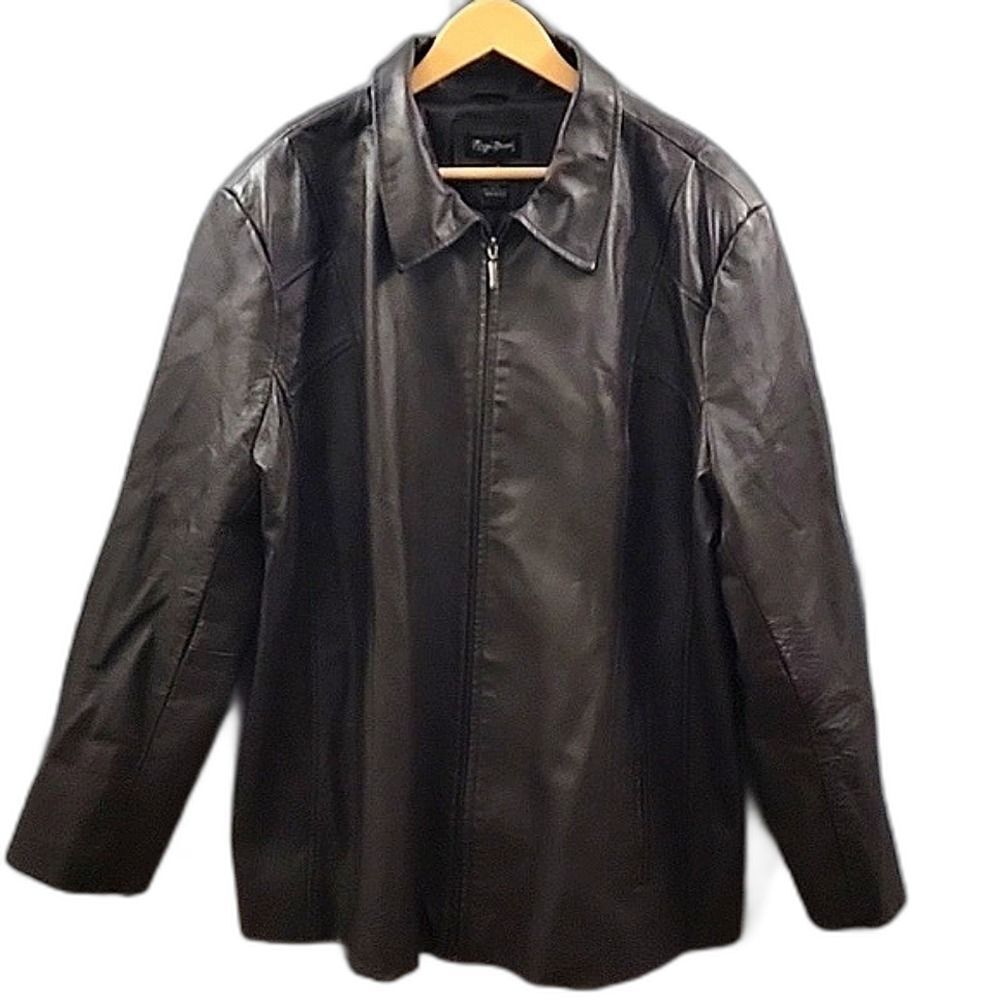 Maggie Barnes Women's 4X WASHABLE stretch Leather Brown Jacket w/ Collar